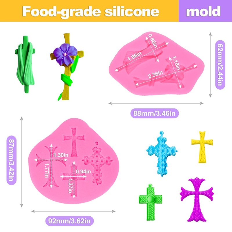 3 PCS Reusable Large Silicone Cross Mold Set Cake Topper Fondant Cupcake DIY gallery