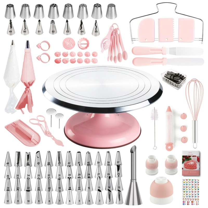 138pcs Cake Decorating Kit with Turntable, Icing Tips, Spatulas & Piping Bags gallery