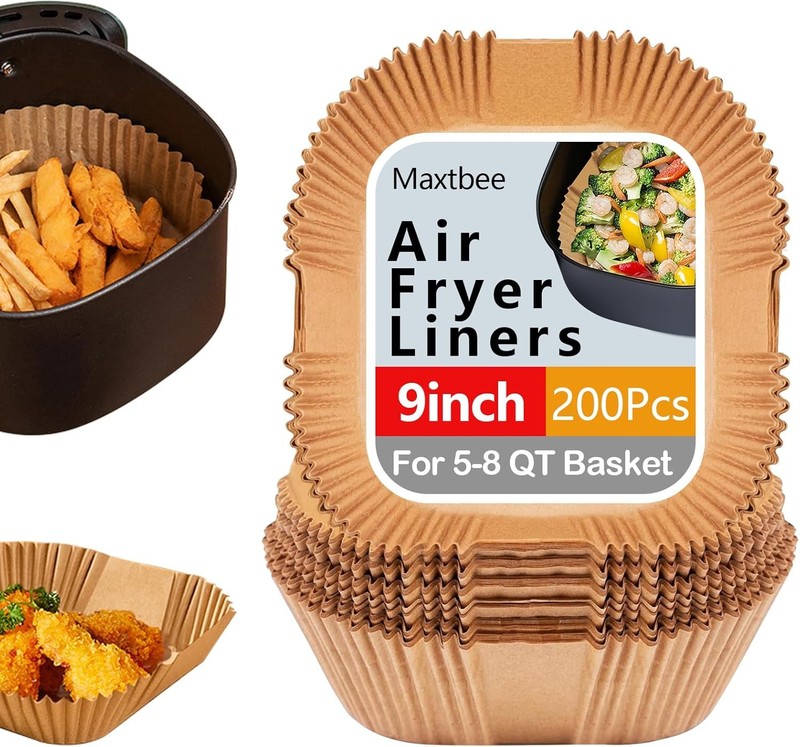9 Inch Air Fryer Paper Liner Disposable, 200PCS Non-Sti, Oil-Proof &