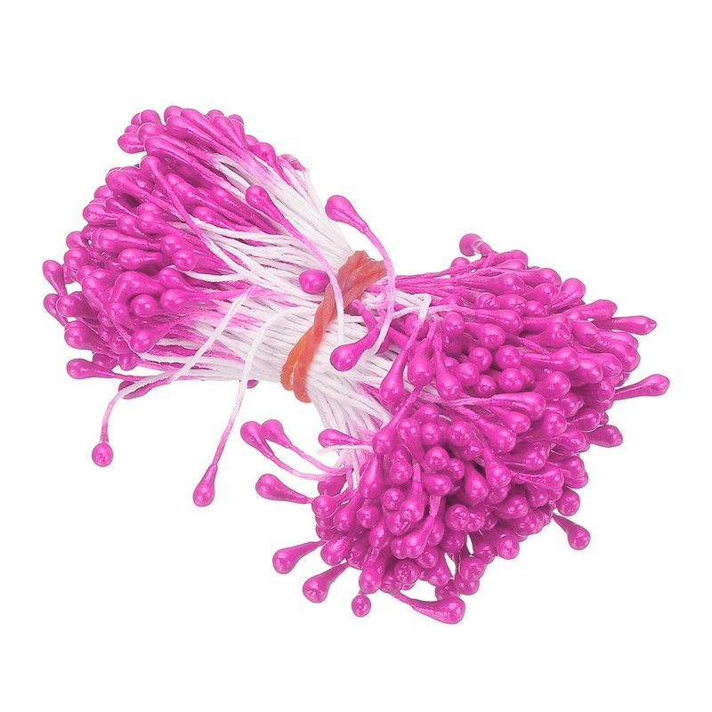 3mm Double Heads Flower Stamen, 300 Pcs Artificial Flower Pistil, Rose Red
