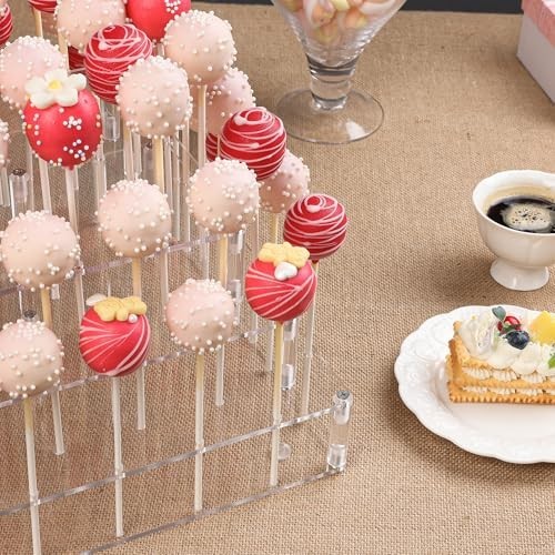 4 Tier Cake Pop Stand, 56 Holes Acrylic Lollipop Holder with Non Slip Pads, Clea gallery