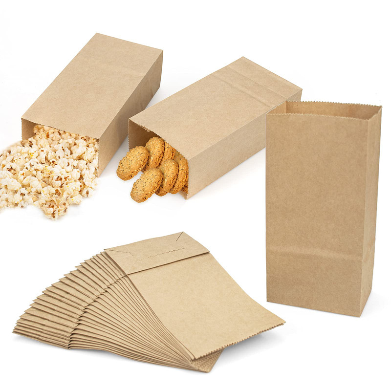 Foraineam 300 Pack Mini Kraft Paper Bags 3.5 X 2 X 6.7 Inch Durable Brown Paper