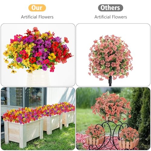 Artificial Flowers, Realistic UV Resistant Waterproof Multicolor-12 Bundles gallery