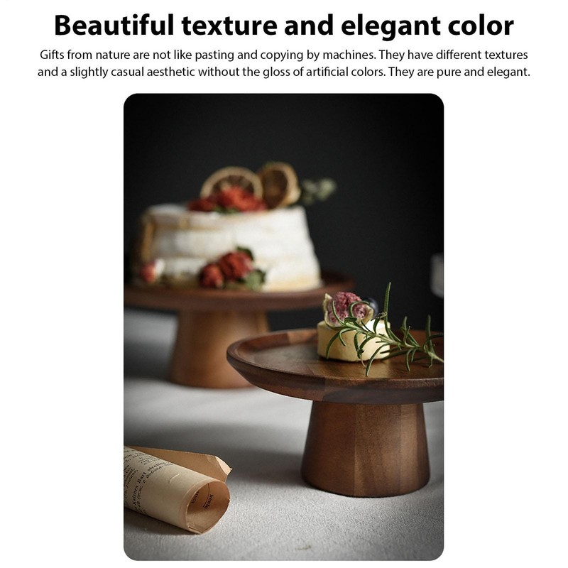 Wooden Cake Plate Footed Refreshment Tray Practical Dinner Plate Food High Grade gallery