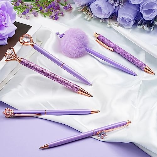 8Pcs Pens, Metal Crystal Diamond Pen with Black & Blue Ink, Pens for Purple gallery