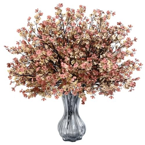 Fake Flowers Babys Breath Silk Artificial Flowers Gypsophila 6Pcs Light Brown