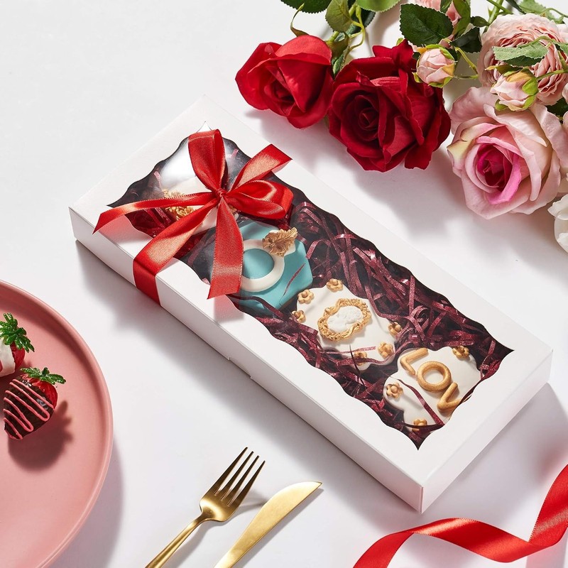 100PCS 12 x 5 x 1.5 inches Auto-Popup One Piece Cookie Boxes with Window, Ba... gallery