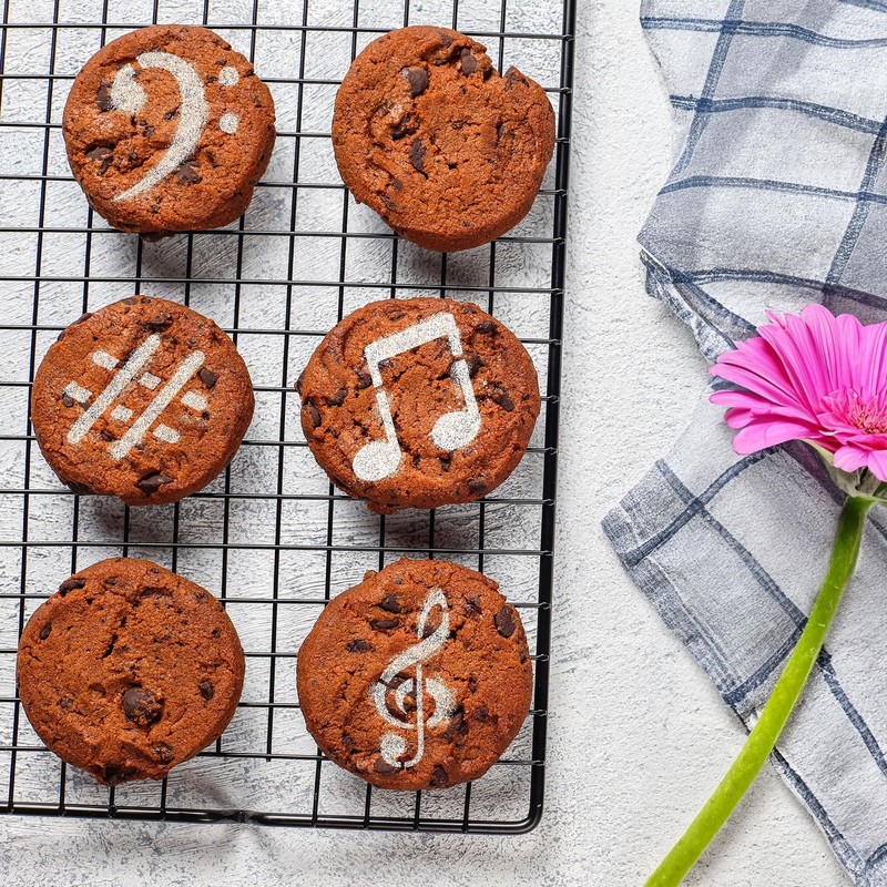 14 Pcs Coffee Stencils for Cookies Baking Notes Music Melody Templates gallery
