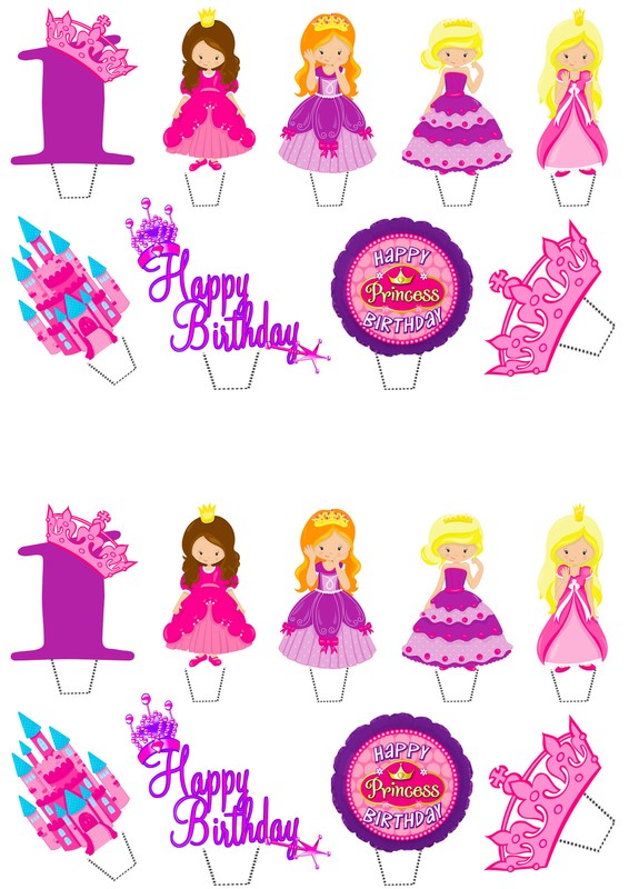 1st Birthday Princess Edible Cup Cake Toppers, 36 Standup Fairy Decorations Girl gallery