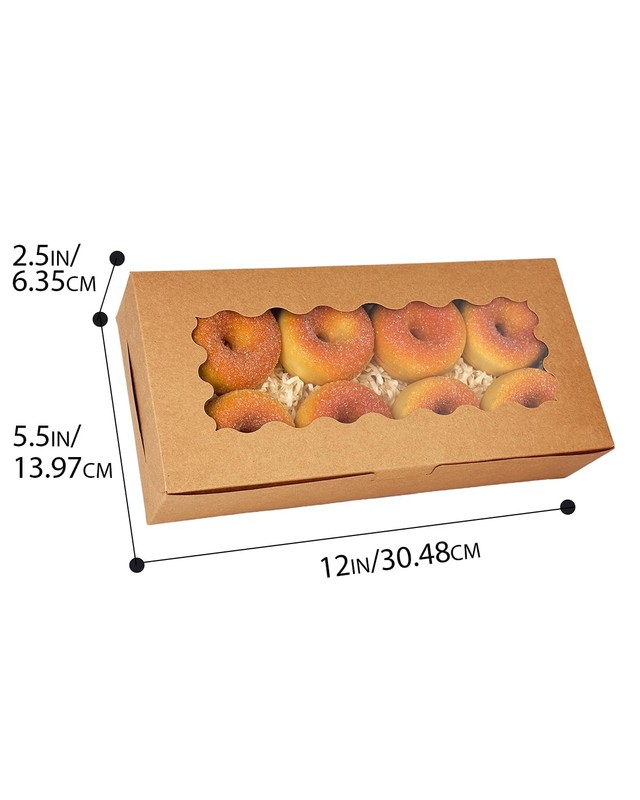 15 PCS Brown Cookie Box With Window 12x5.5x2.5 In Pastry Bakery Package gallery