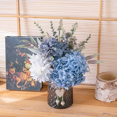 Fake Flowers with Vase, Hydrangea Artificial Flowers in Vase Blue-hydrangea gallery