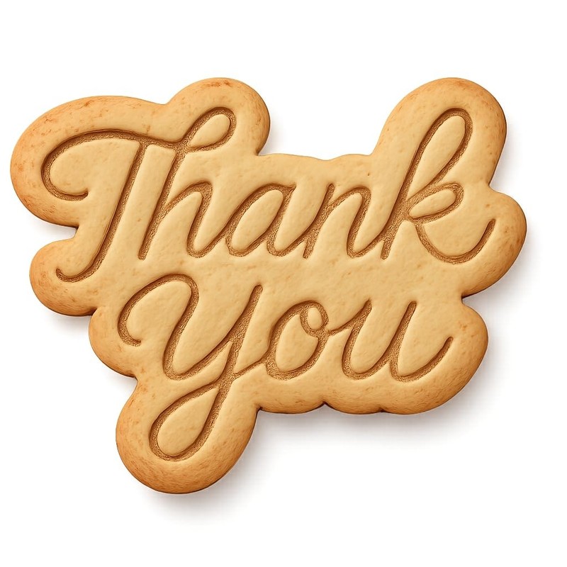 Cursive Thank You Logo Cookie Cutter & Stamp, Fondant & Clay Cutter – 4×3.4″