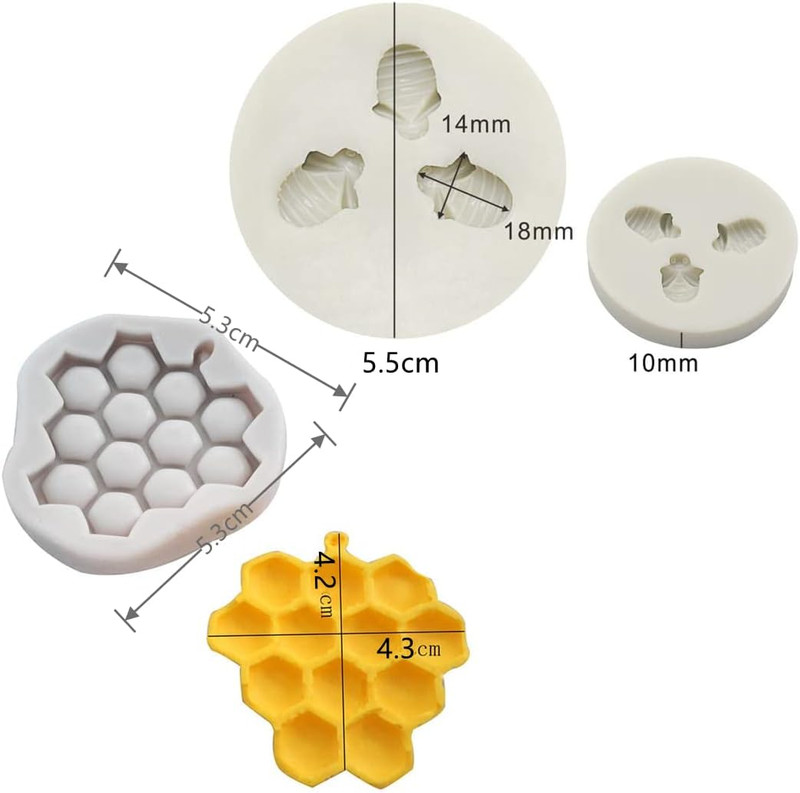 3 Pcs Silicone Bumble Bee Honeycomb Molds, Chocolate Cake Baking Mold Sugar F... gallery