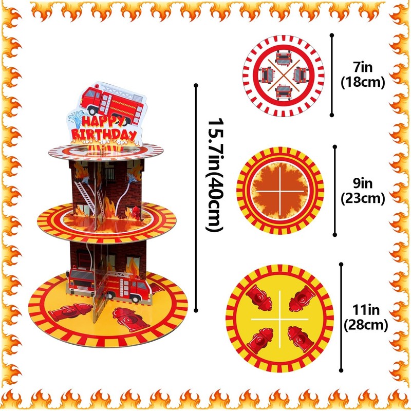 2 Pack Firetruck Cupcake Stand Birthday Party Supplies, Firefighter Cup Cake ... gallery