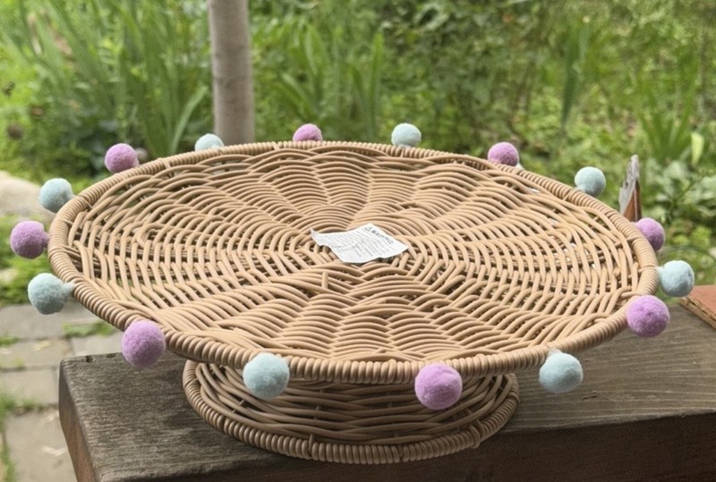 12 in Faux Rattan Cake Cupcake Pedestal Treat Stand Wicker Pastel Wedding,Party