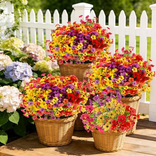 Artificial Flowers, Realistic UV Resistant Waterproof Multicolor-12 Bundles gallery