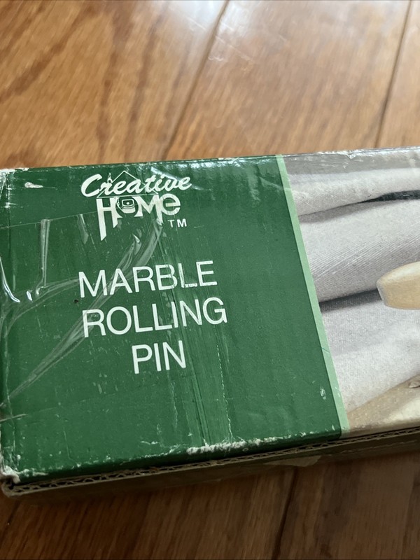Creative Home Green Marble Rolling Pin 18" W Wood Handles & Base gallery