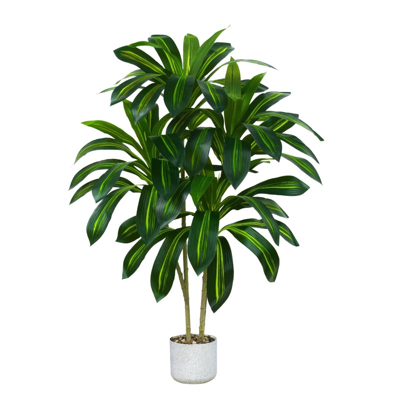 Txabl Artificial Dracaena Tree Indoor 4Ft Tall Fake Floor Plants White Faux