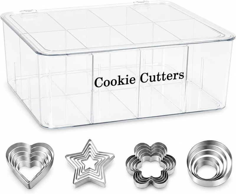 Cookie Cutter Storage Box Baking Organizer Container 8 Compartments