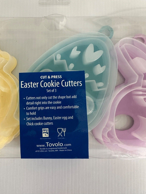 Tovolo Easter or Spring Cookie Cutters Bunny Egg Baby Chick Imprint Set of 3 NEW gallery