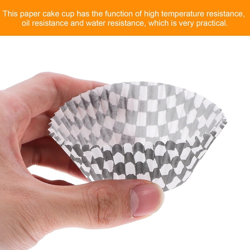 100 PCS Black White Checkered Cupcake Liners Baking Cup Wrappers 2.95 Inch gallery