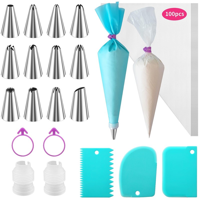 Piping Bags and Tips Set -Ultimate Cake Decorating Supplies Kit - Included 10... gallery
