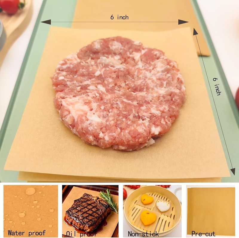 100 PCS Hburr Patty Paper 6''x6'' Non-Sti Parchment Paper Squares gallery