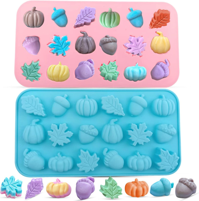 2-Pack Mini Fall Molds - 18-Cavity Chocolate Baking Molds with Pumpkin, Pinecone gallery