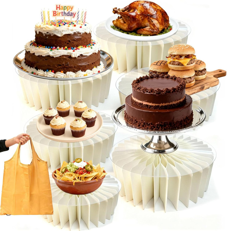 6 Pack Buffet Risers,Cupcake Stand Food Risers Display Stands,Foldable Cake Disp