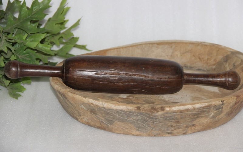 Antique Wooden Chapati Bread Rolling Pins Belans Original Old Lacquer 15818 gallery