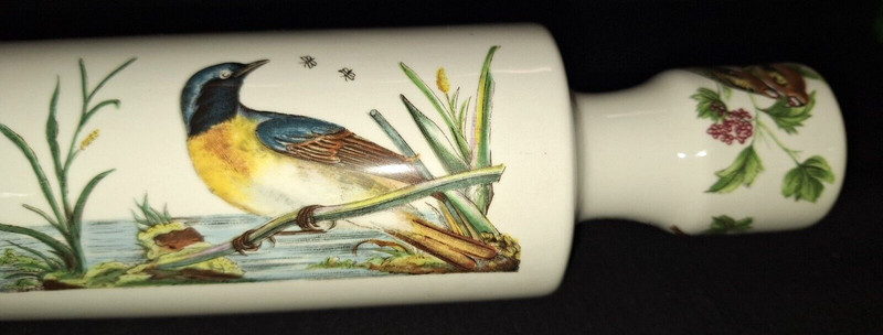 VTG PORTMEIRION BIRDS OF BRITAIN 14" ICE WATER STOPPERS ROLLING PIN RETIRED UK gallery