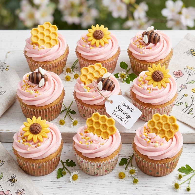 4 Pcs Bumble Bee Silicone Mold, Honeycomb Sunflower Fondant Molds, Bee Mold H... gallery