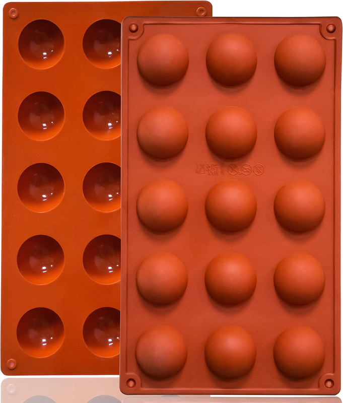 Small 15-Cavity Semi Sphere Silicone Molds Non-Stick,2 Packs Half Sphere Silicon gallery
