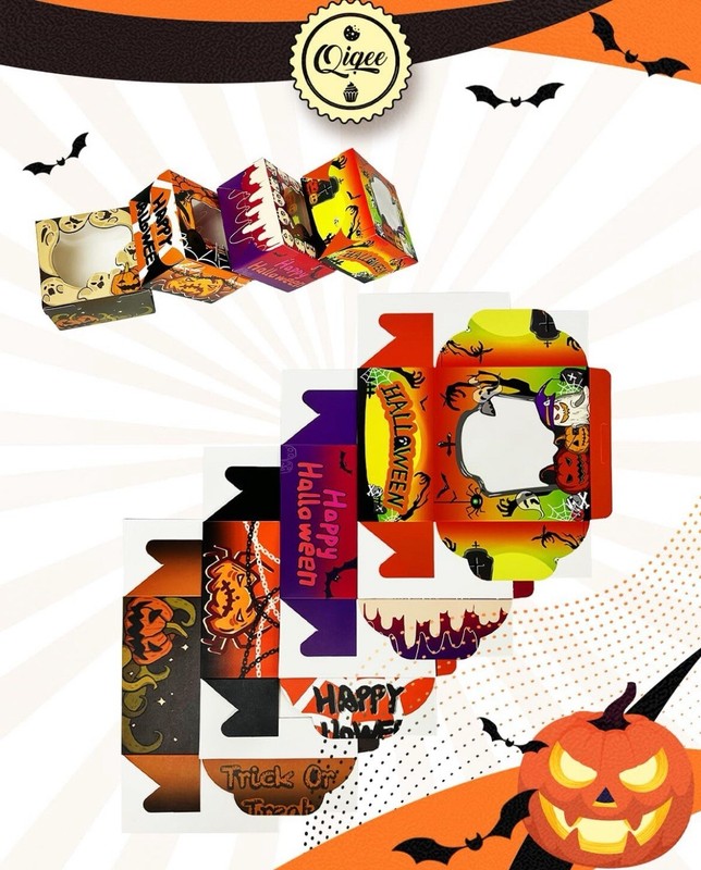 Halloween Cookie Boxes With Window 36 Pack 4x4x2.5 Inch Pastry Box