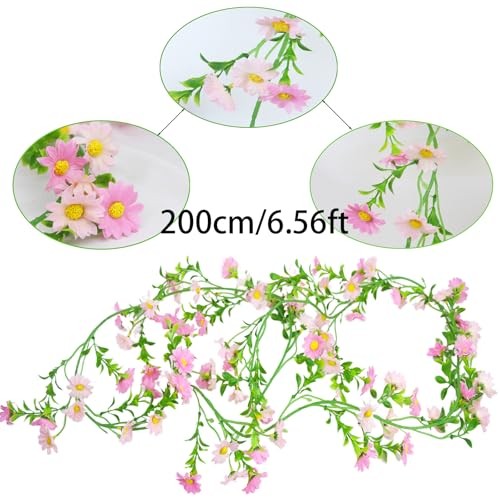 CISDUEO Artificial Daisy Flowers Vine Silk Wildflower Garland Light Pink-2 gallery