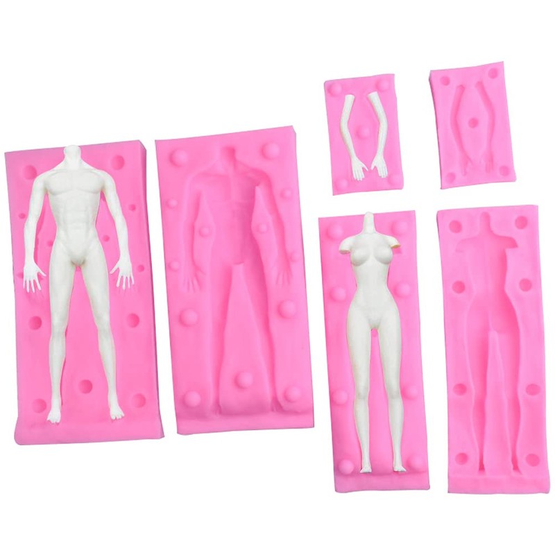 2 Packs Man Woman Male Female Body Model Dolls Silicone Fondant Molds Plaster...