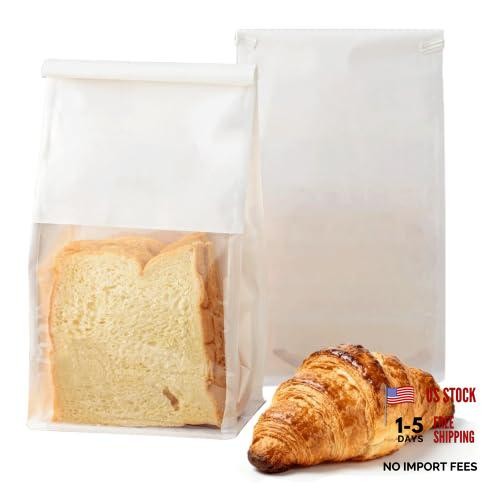 Pcs 5.1 Inch Brown Kraft Paper Bread Bags with Tin Tie, Small Medium 50 White