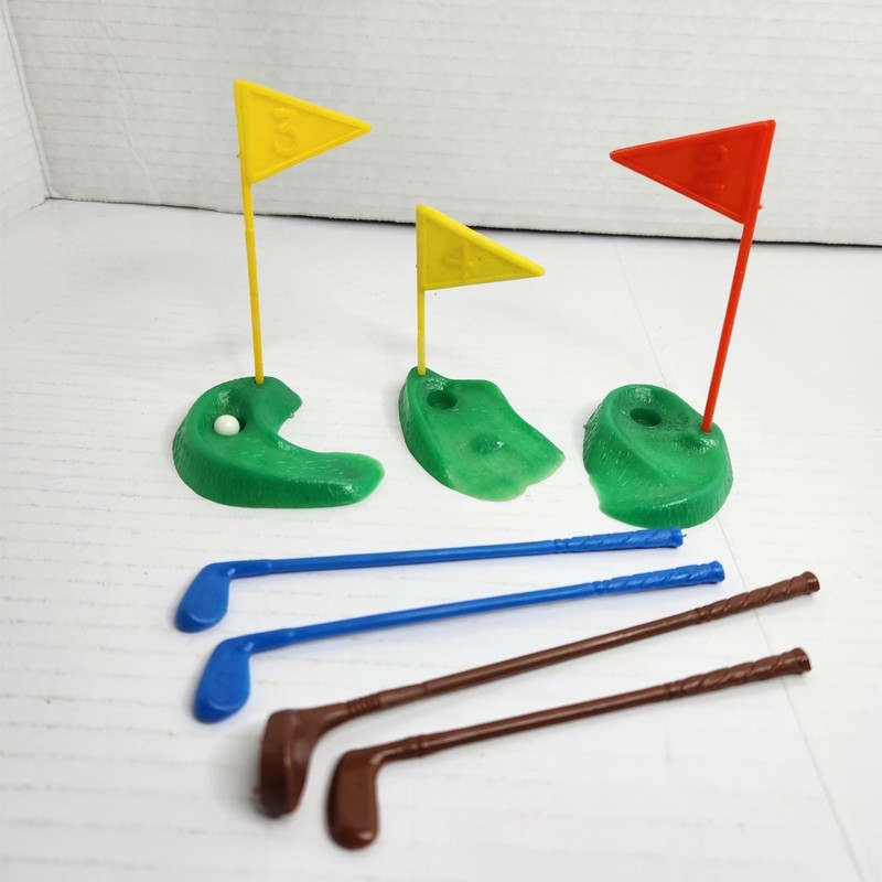 Vintage Golf Cake Toppers Set Plastic Miniature Golf Decorations Put Put
