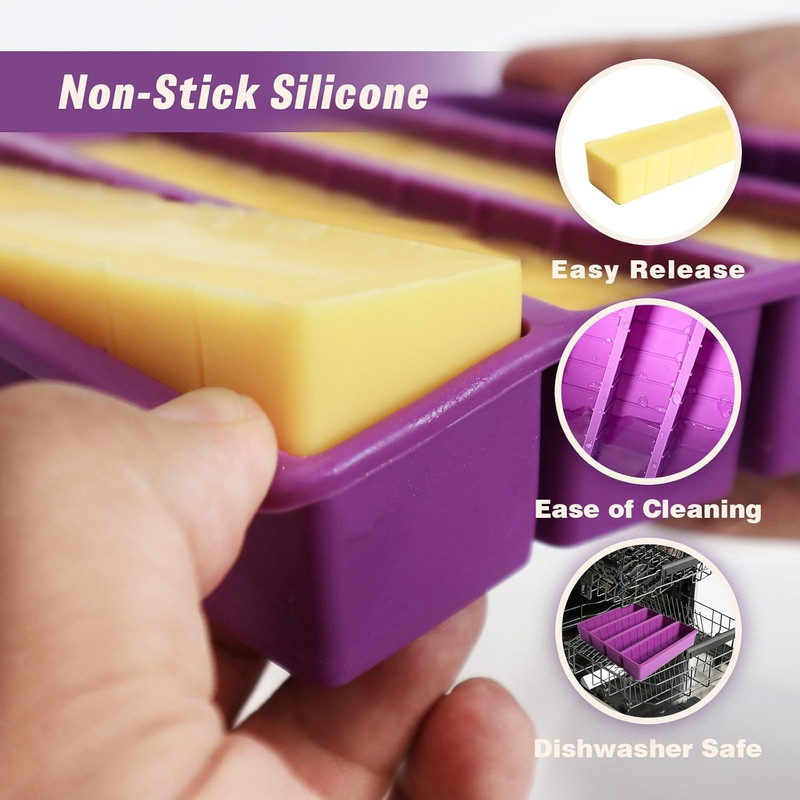“Silicone Butter Mold w/ Lid & Spatulas Nonstick Large Cavity Reusable Purple” gallery