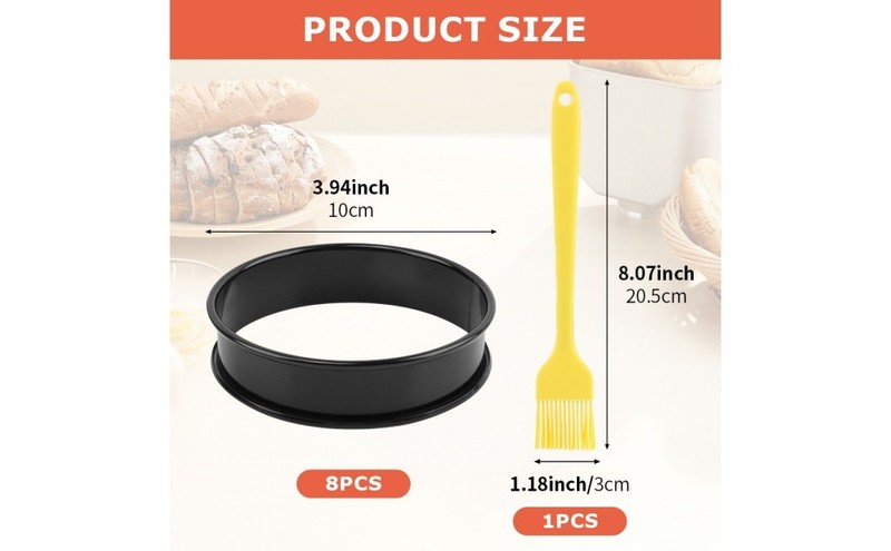 8pcs Crumpet Rings 4 Inch Nonstick English Muffin Ring Stainless Steel Tart gallery