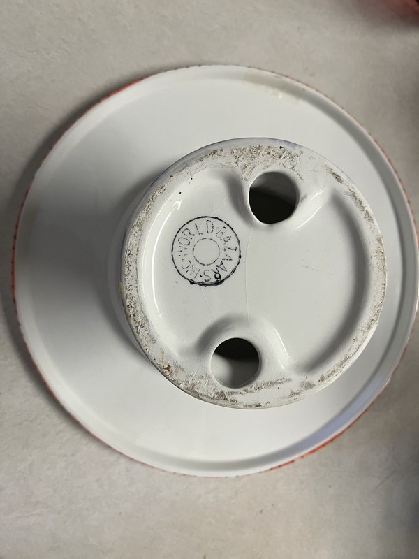 World Bazaar Inc Hand painted Ceramic Cake Stand Multicolored 5” Pedestal 11” D gallery
