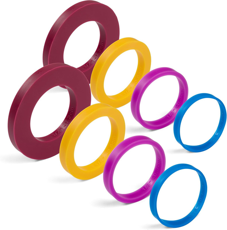 Rolling Pin Guide Ring Spacer Bands (8 Piece Set) Multicolored Flexible Silicone