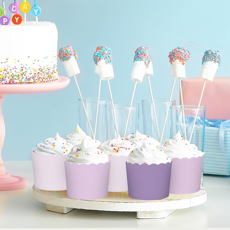 Whaline 120Pcs Purple Paper Baking Cups Scalloped Edge Cupcake Wrappers Gradi... gallery
