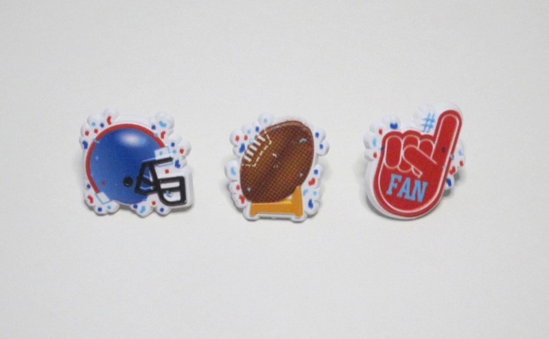 12 Football Rings Bday Party Cake Topper Bag Favor Helmet Sports Ball Fan Hand