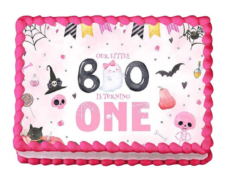 Our Little Boo Is Turning One Edible Image Personalized Baby Shower Cake Topper