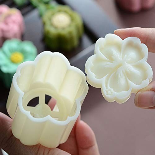 4pcs Moon Cake Mold Set - Cherry Blossom Floral Cookie Stamps for DIY Pastry Dec gallery