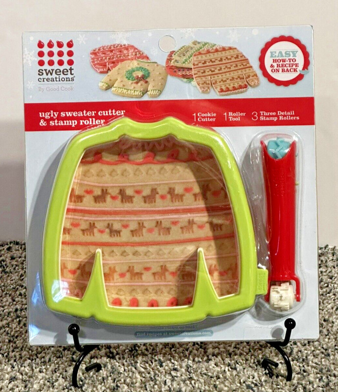 Sweet Creations-Ugly Sweater Cookie Cutter Stamp Roller Kit Grandma’s Recipe