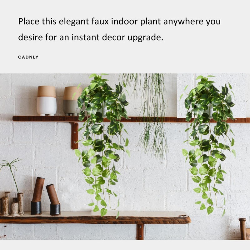 Cadnly Realistic Artificial Plants Indoor In Pot Green Faux Hanging Plants gallery
