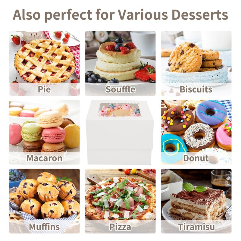 10 PCS Tall Cake Boxes With Window 10x10x8 Inch White Bakery Container gallery