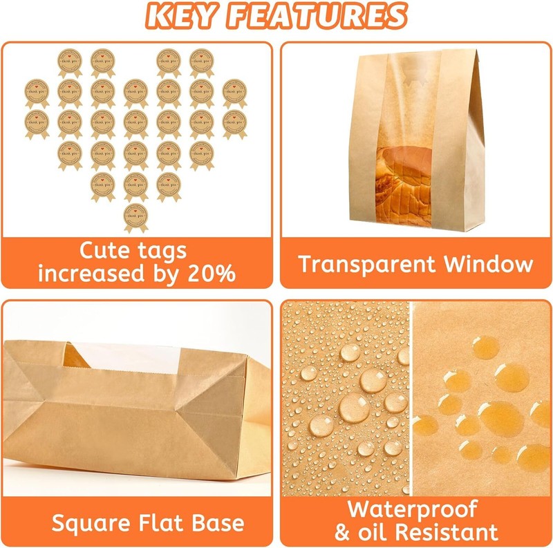 50 Pcs Bread Bags for Homemade Bread, Sourdough Paper Bread Bags With Window,... gallery